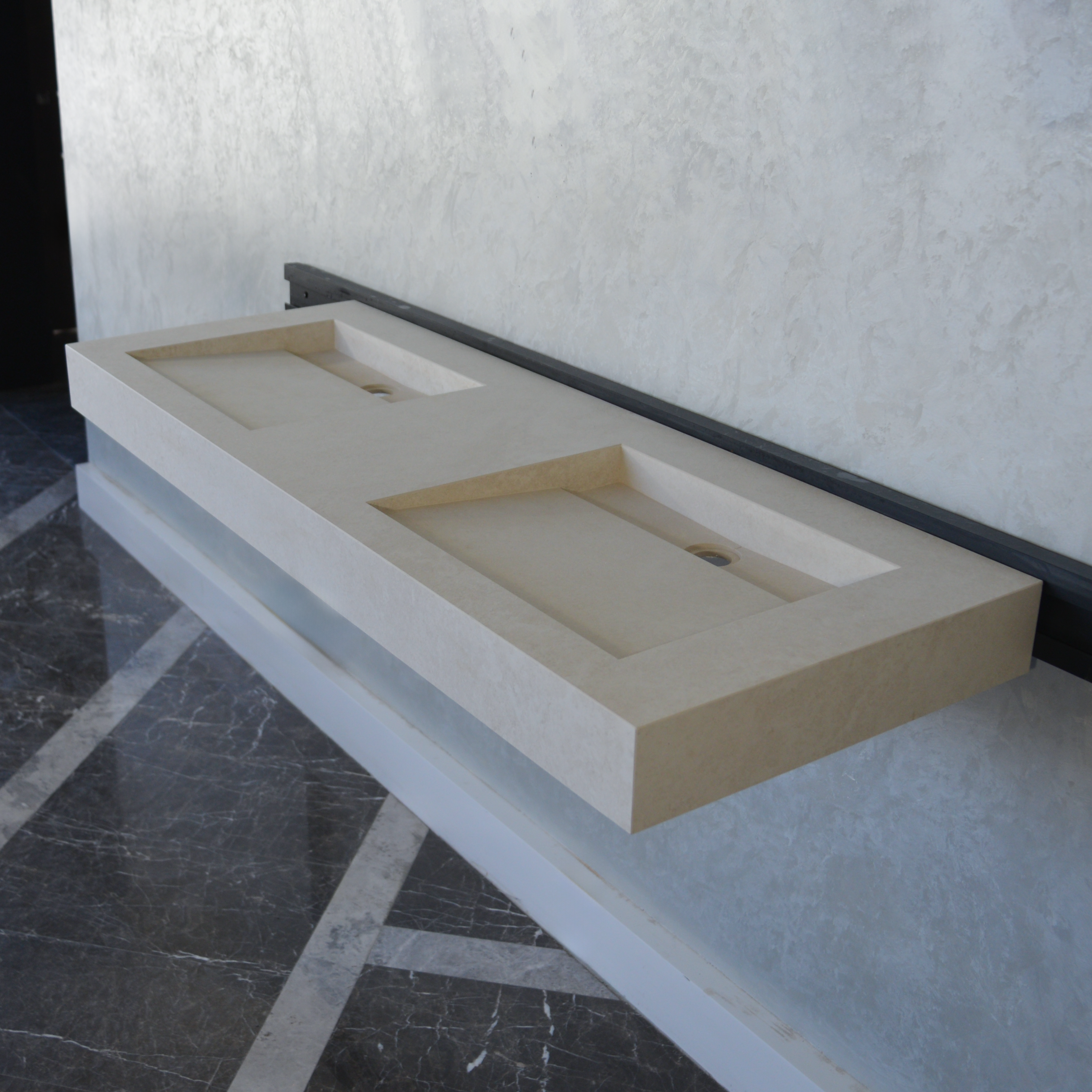 HANDCRAFTED INFINITY CHIANCA DI OSTUNI HIGH ENGINEERED PORCELAIN DOUBLE SINK (ES-053)