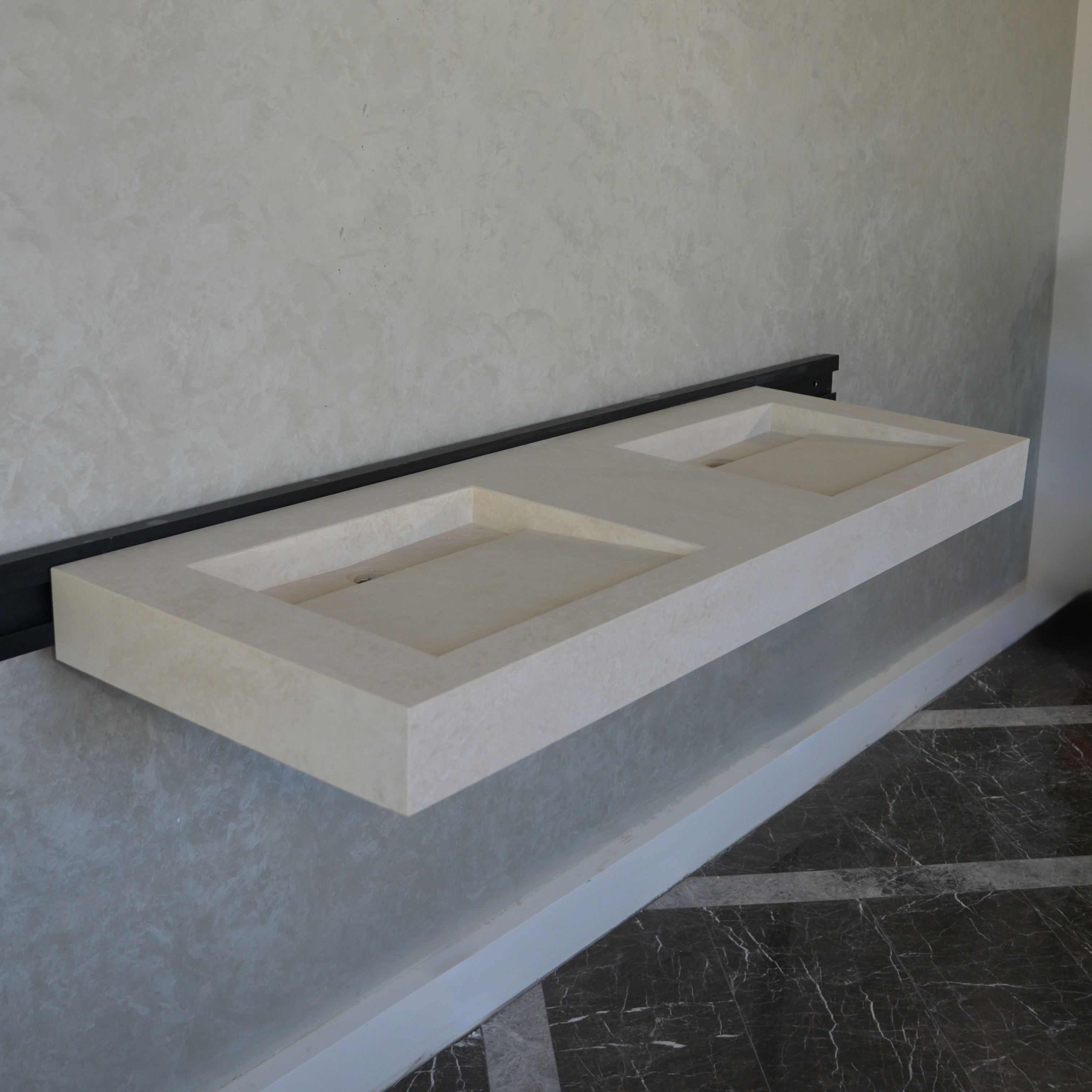 HANDCRAFTED INFINITY CHIANCA DI OSTUNI HIGH ENGINEERED PORCELAIN DOUBLE SINK (ES-053)