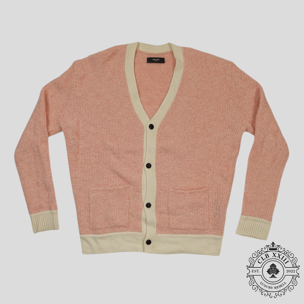 Amiri Fuzzy Wool Cardigan in Pink