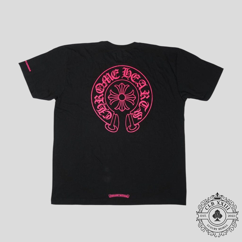 Chrome Hearts Horseshoe Logo Tee in Black/Pink