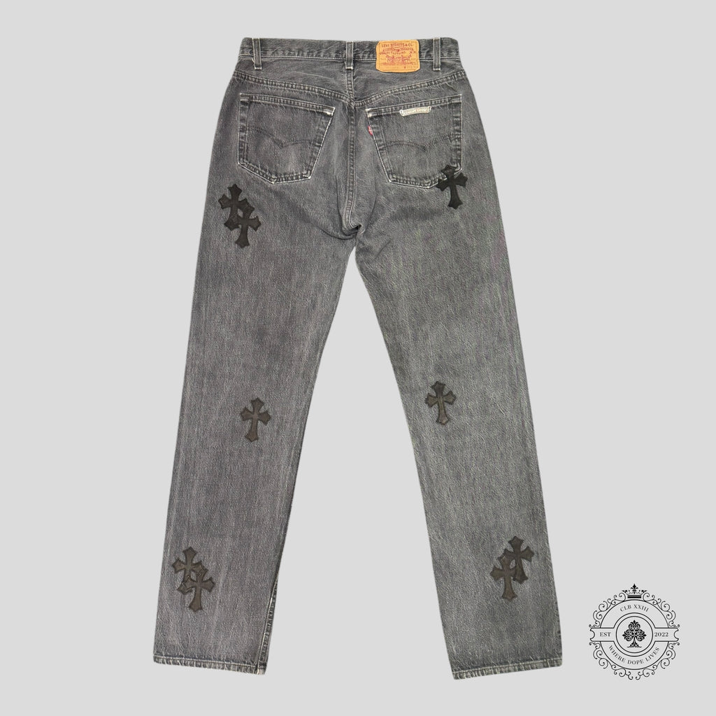 Chrome Hearts Levis Cross Patch Jeans in Black