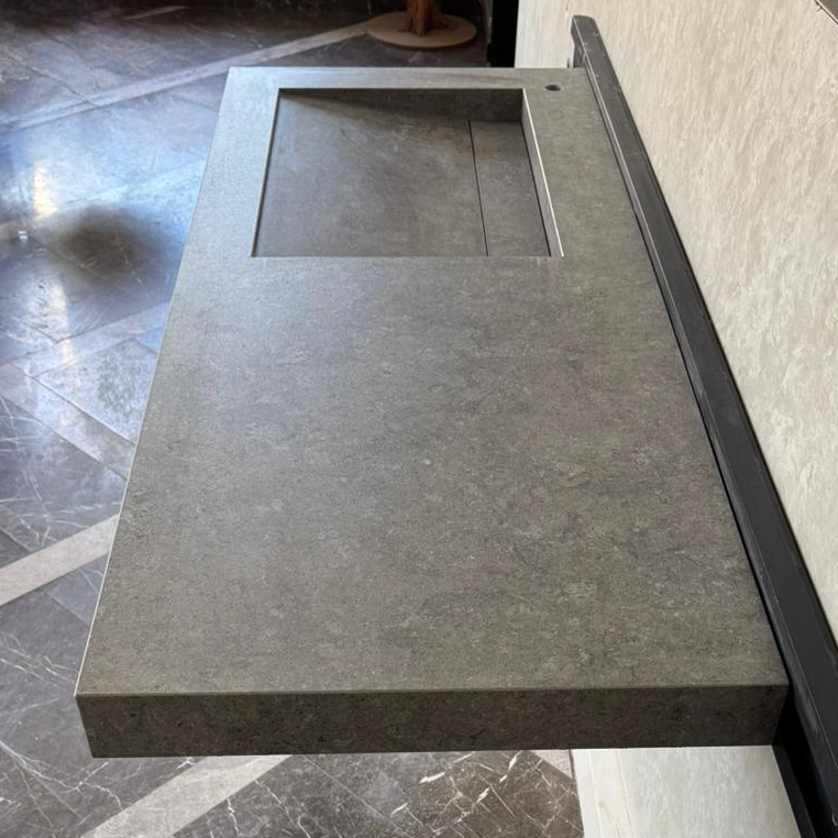 Handcrafted Custom Dekton Grafite Porcelain Bathroom Sink: Custom Vanity Top or Wall Mount (ES-060)