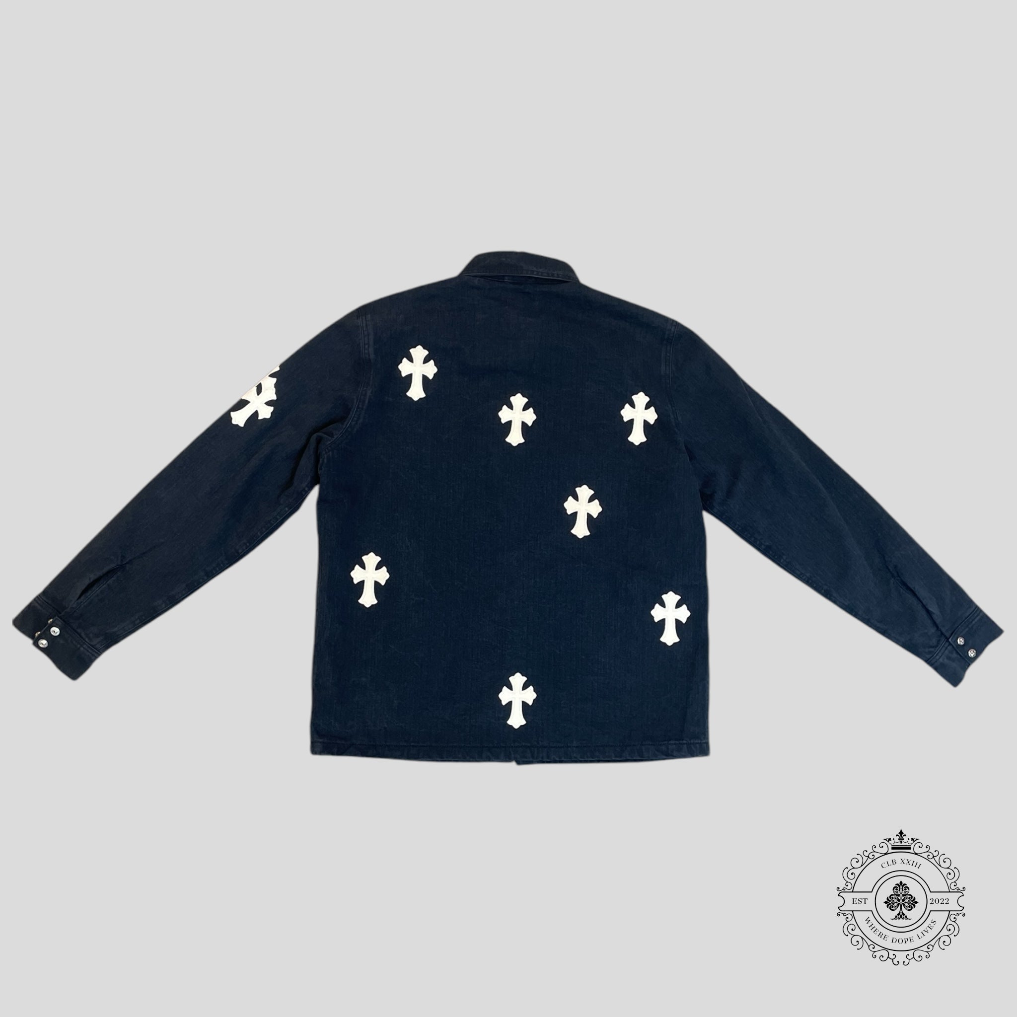Chrome Hearts Cross Patch Cotton Coat in Washed Black