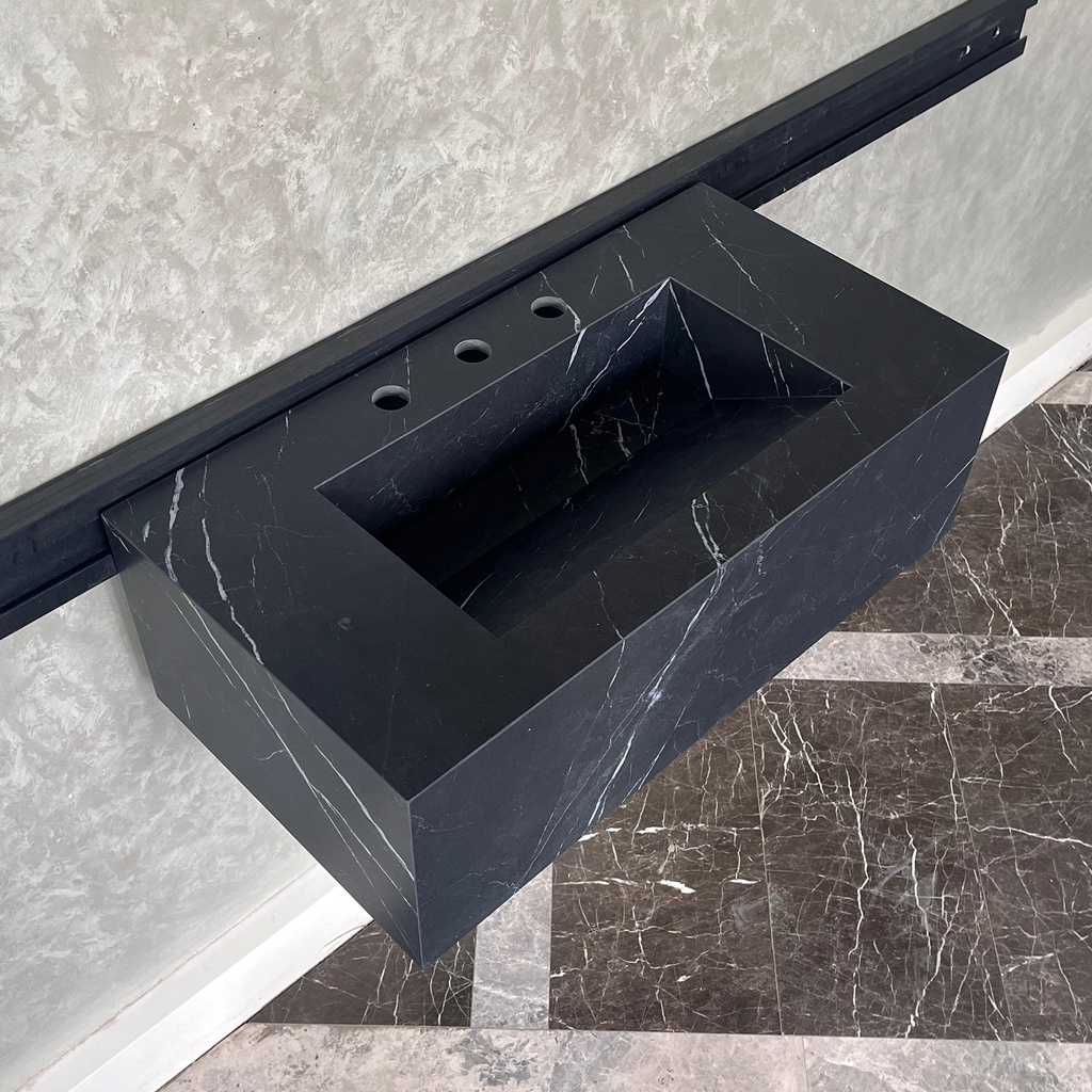 HANDCRAFTED NERO MARQUINIA HIGH ENGINEERED STONE SINK (ES-042)