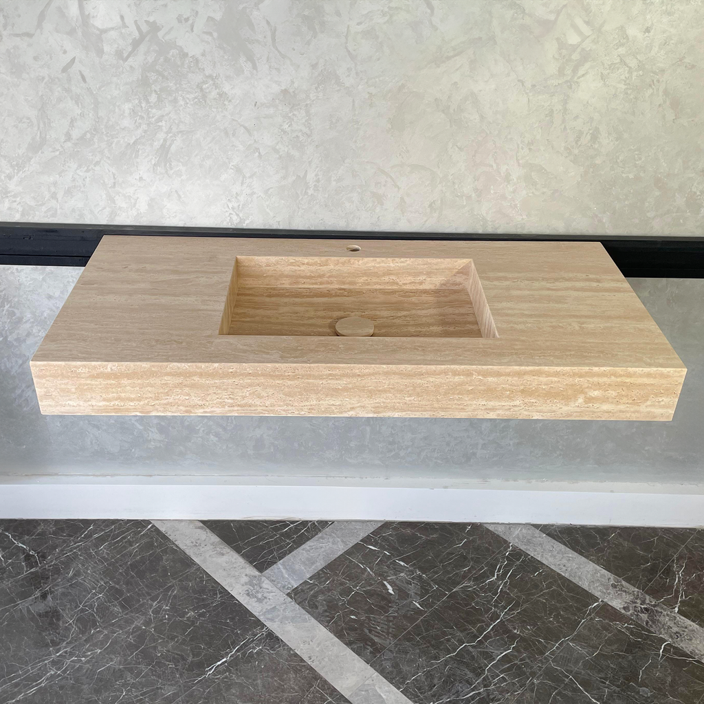 HANDCRAFTED CUSTOM TRAVERTINE SINK (TR-072)