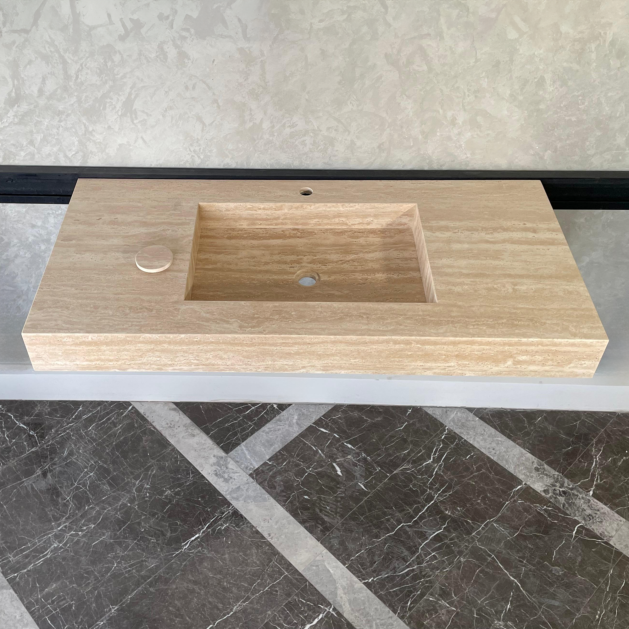 HANDCRAFTED CUSTOM TRAVERTINE SINK (TR-072)