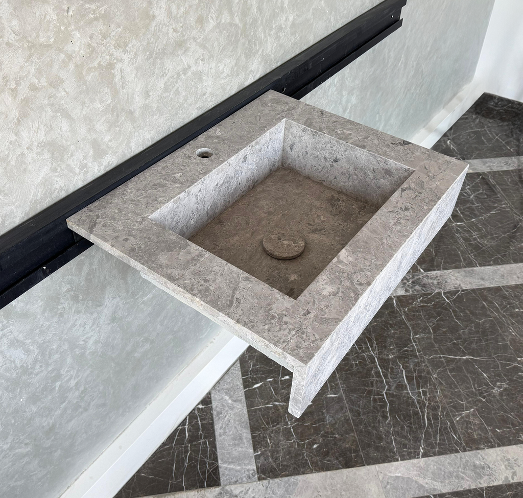 HANDCRAFTED CUSTOM TUNDRA GREY MARBLE SINK (NS-041)
