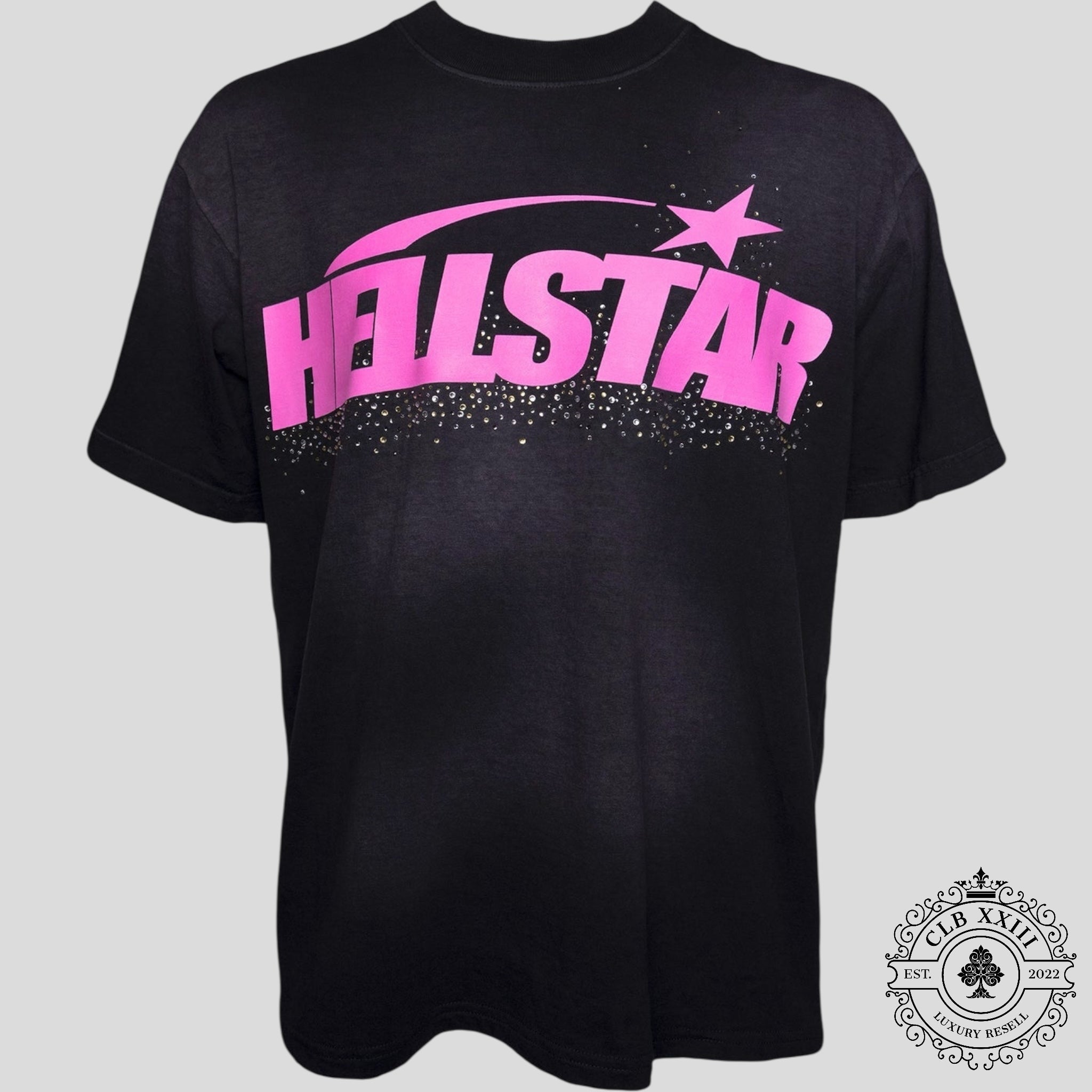 Hellstar Classic Rhinestone Gel Logo T-Shirt in Black