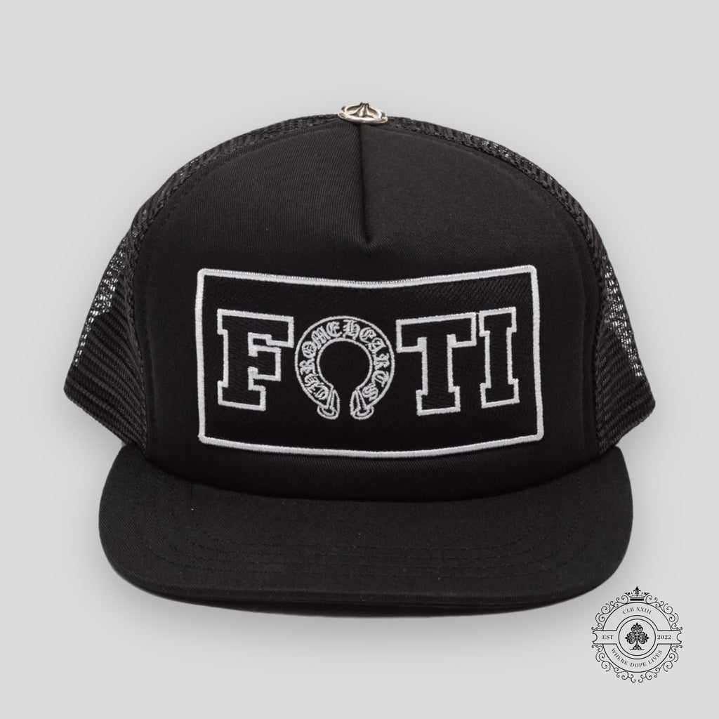 Chrome Hearts Foti Patch Trucker Hat in Black / White