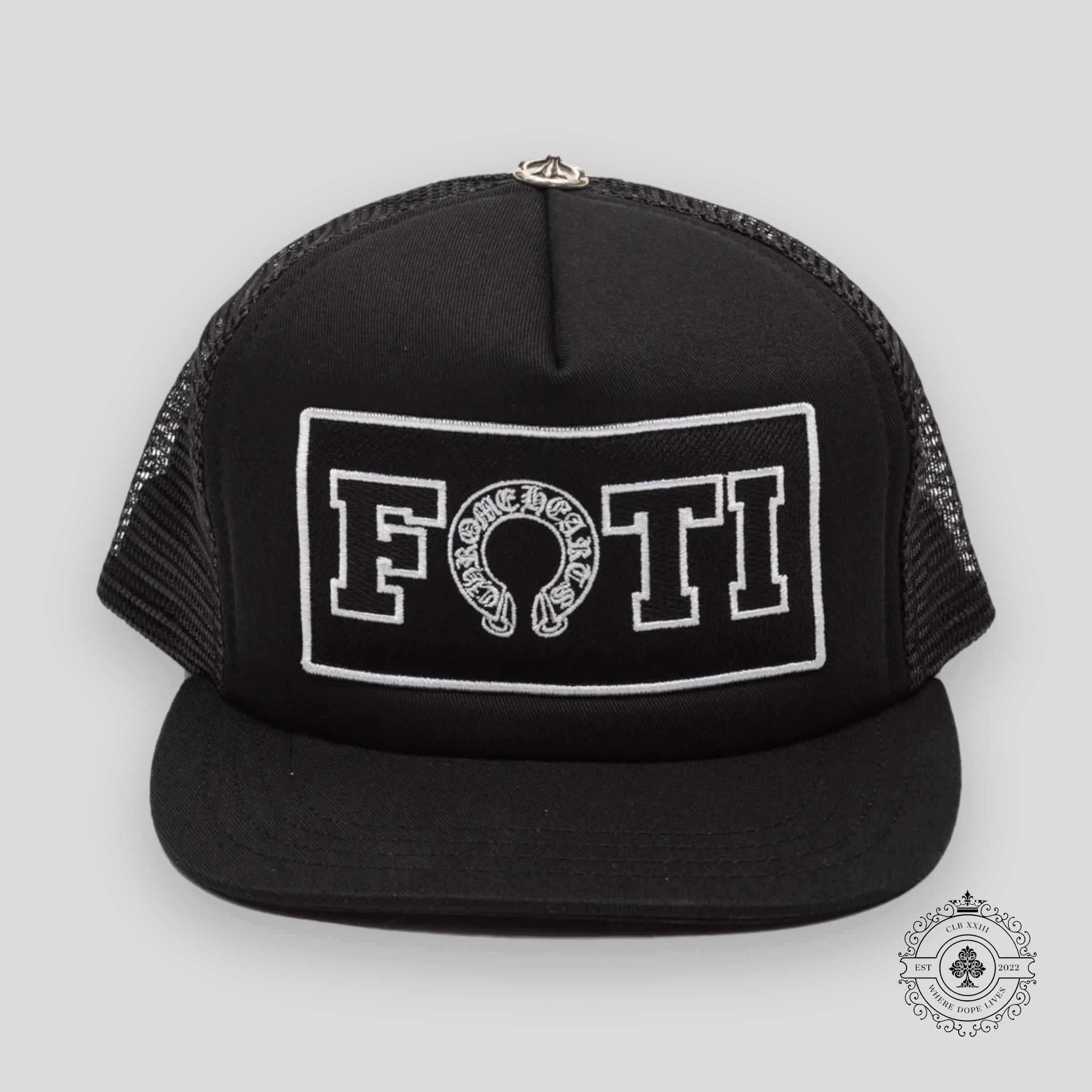 Chrome Hearts Foti Patch Trucker Hat in Black / White