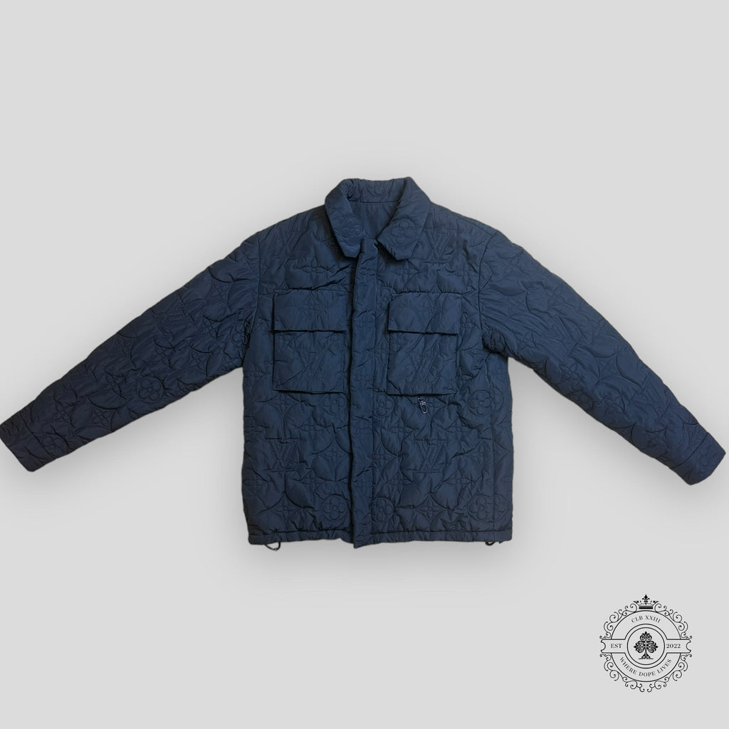 Louis Vuitton Monogram Embossed Padded Jacket in Navy