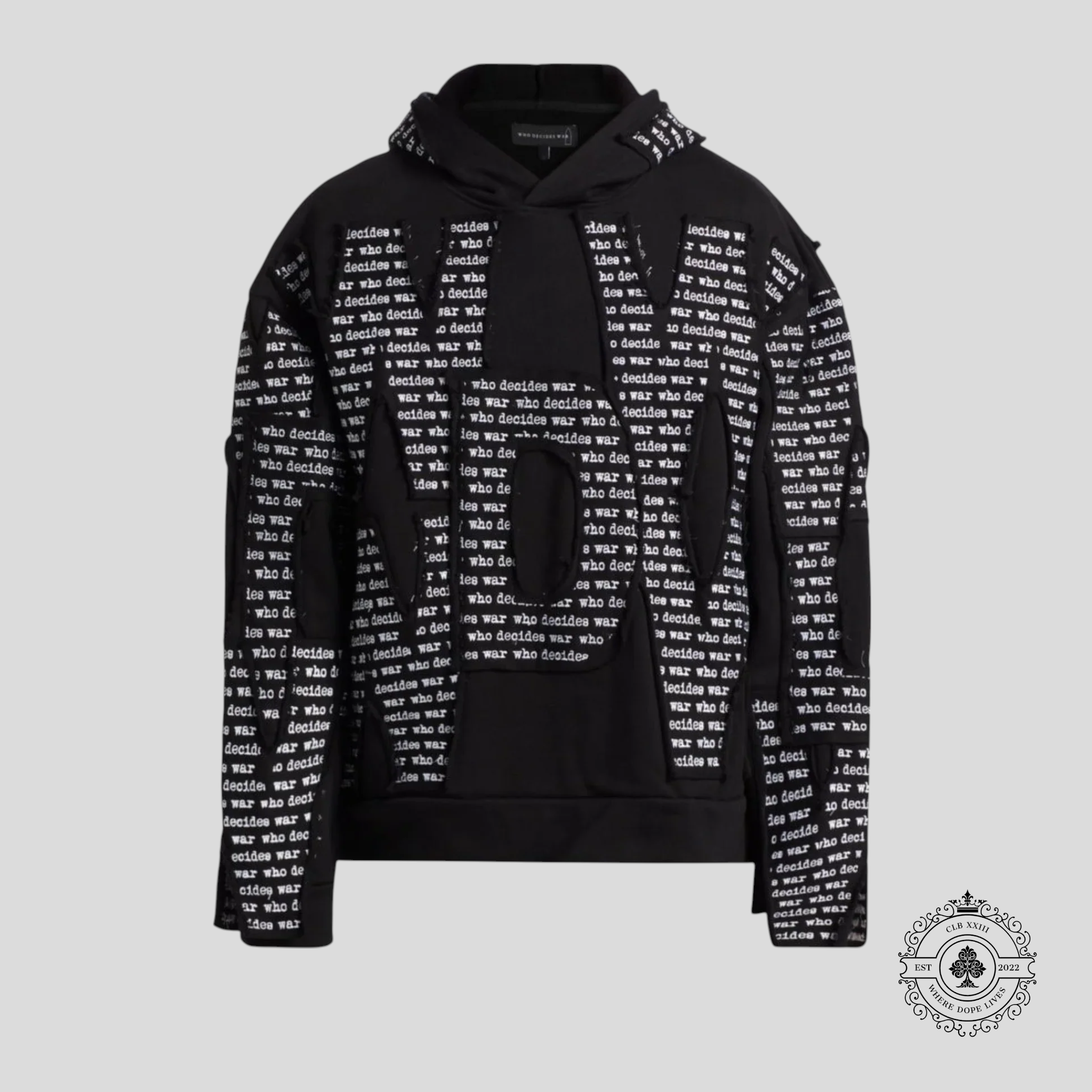 Who Decides War WDW Overlay Hoodie in Black
