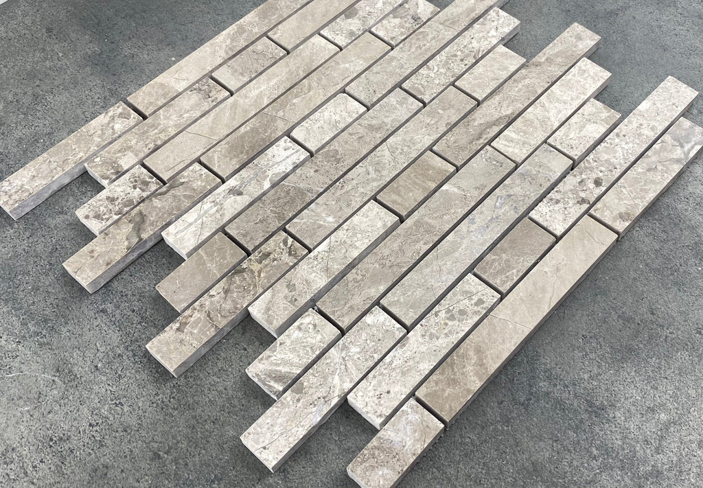 Silver Shadow Marble Liner on 12" x 12" Mesh Mosaic Tile