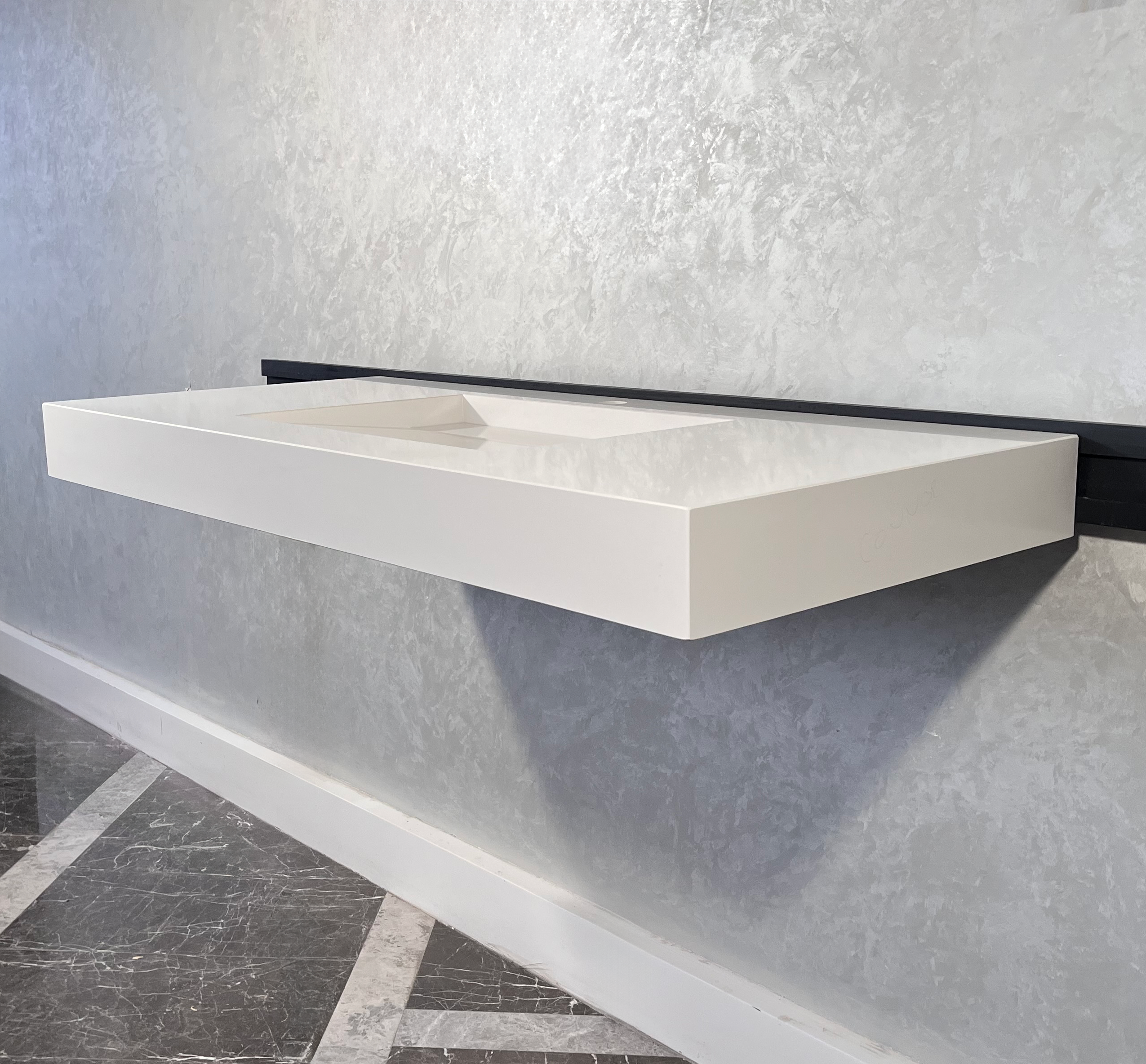 CUSTOM WHITE QUARTZ TROUGH SINK (QU-063)