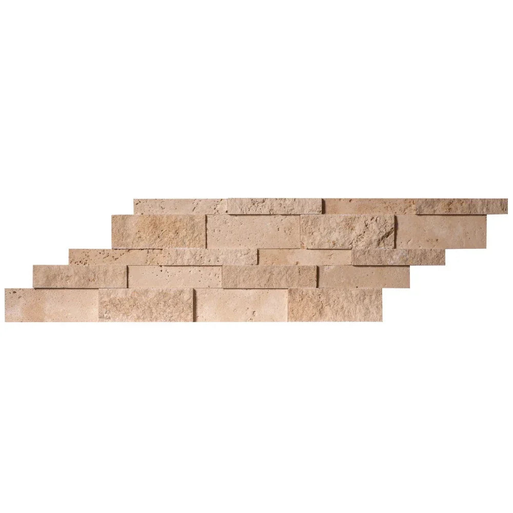 Ivory Beige Cambria Ledger 3D Panel 6.8"x20.8" Split-face Natural Travertine Wall Tile