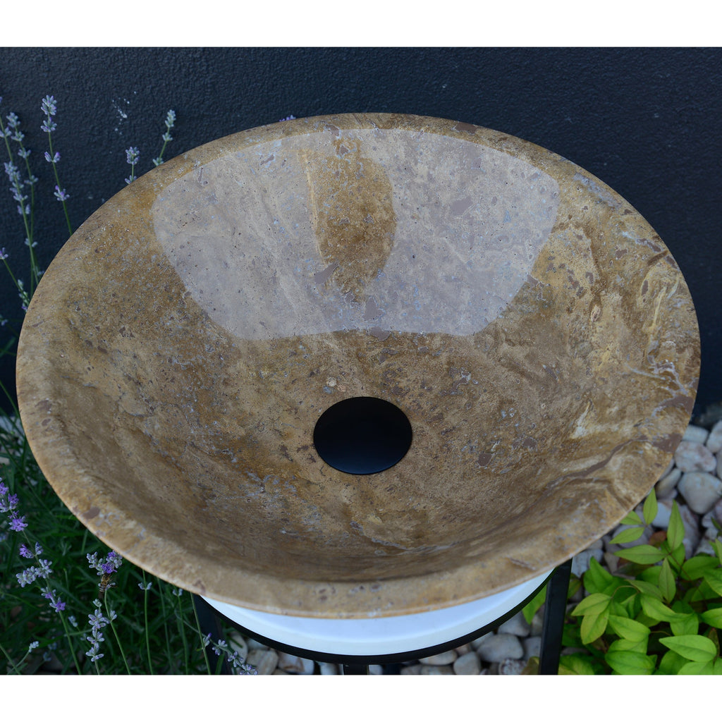 HANDCRAFTED NOCE BROWN TRAVERTINE SINK