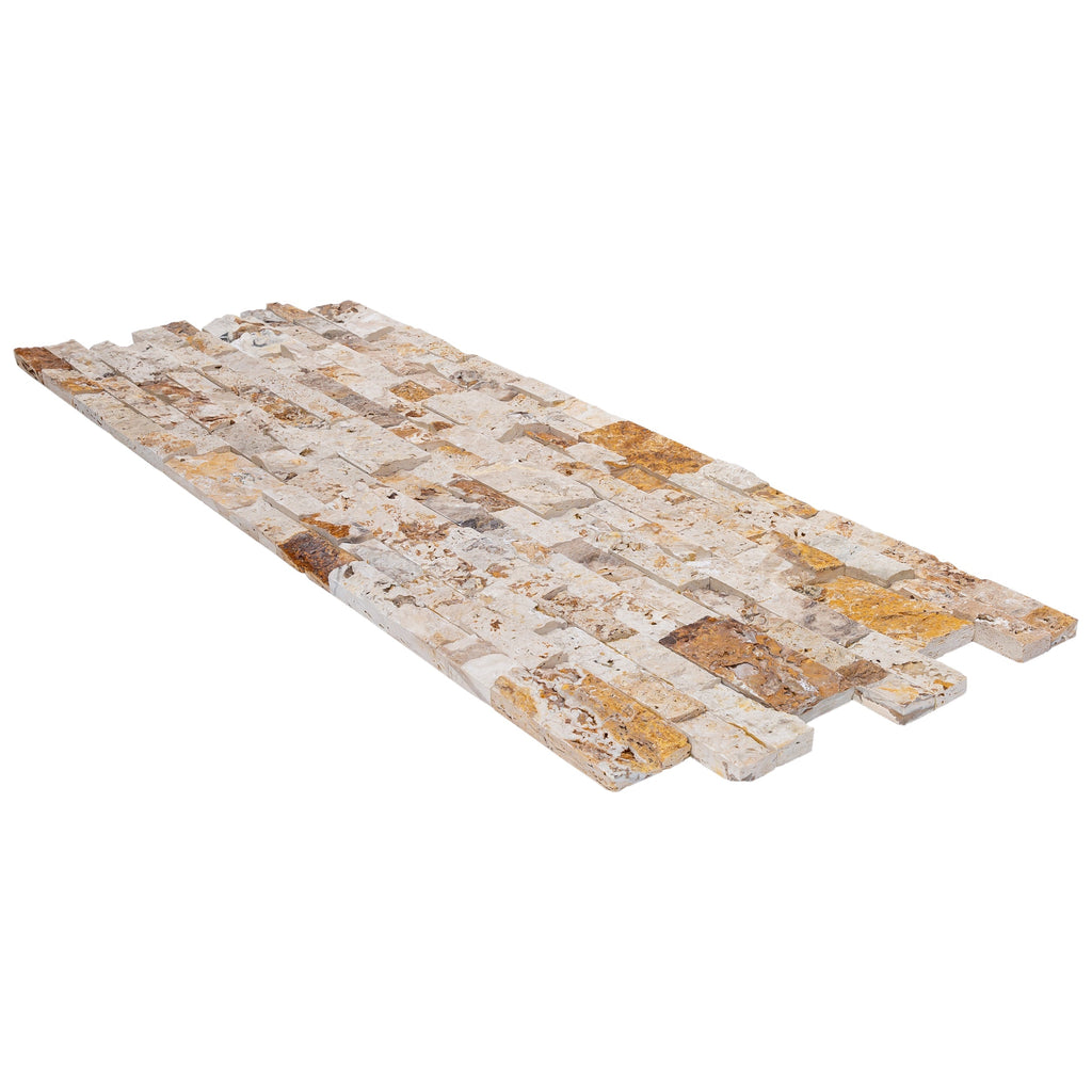 Leonardo Onyx Ledger 3D Panel 6"x24" Split-face Natural Travertine Wall Tile