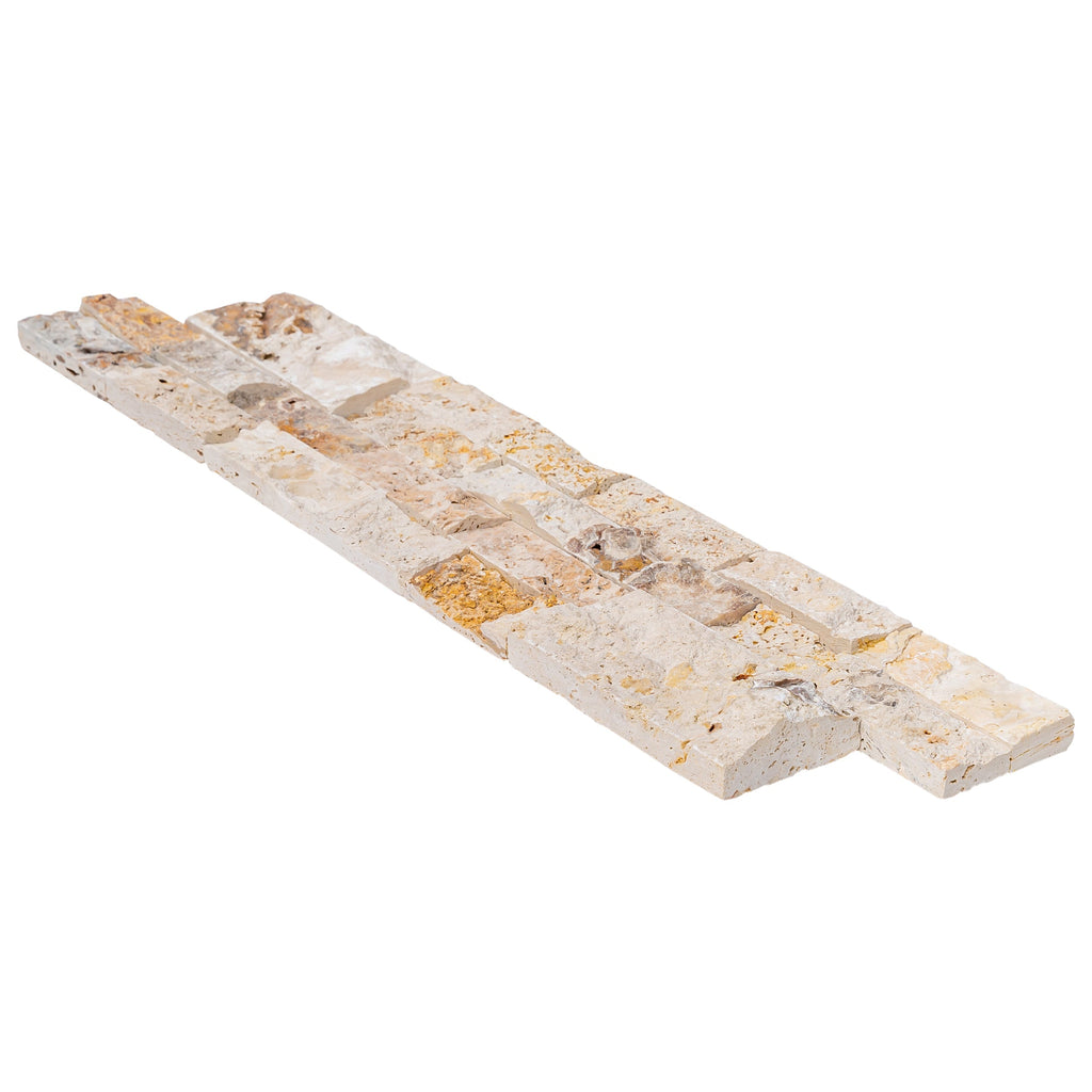 Leonardo Onyx Ledger 3D Panel 6"x24" Split-face Natural Travertine Wall Tile