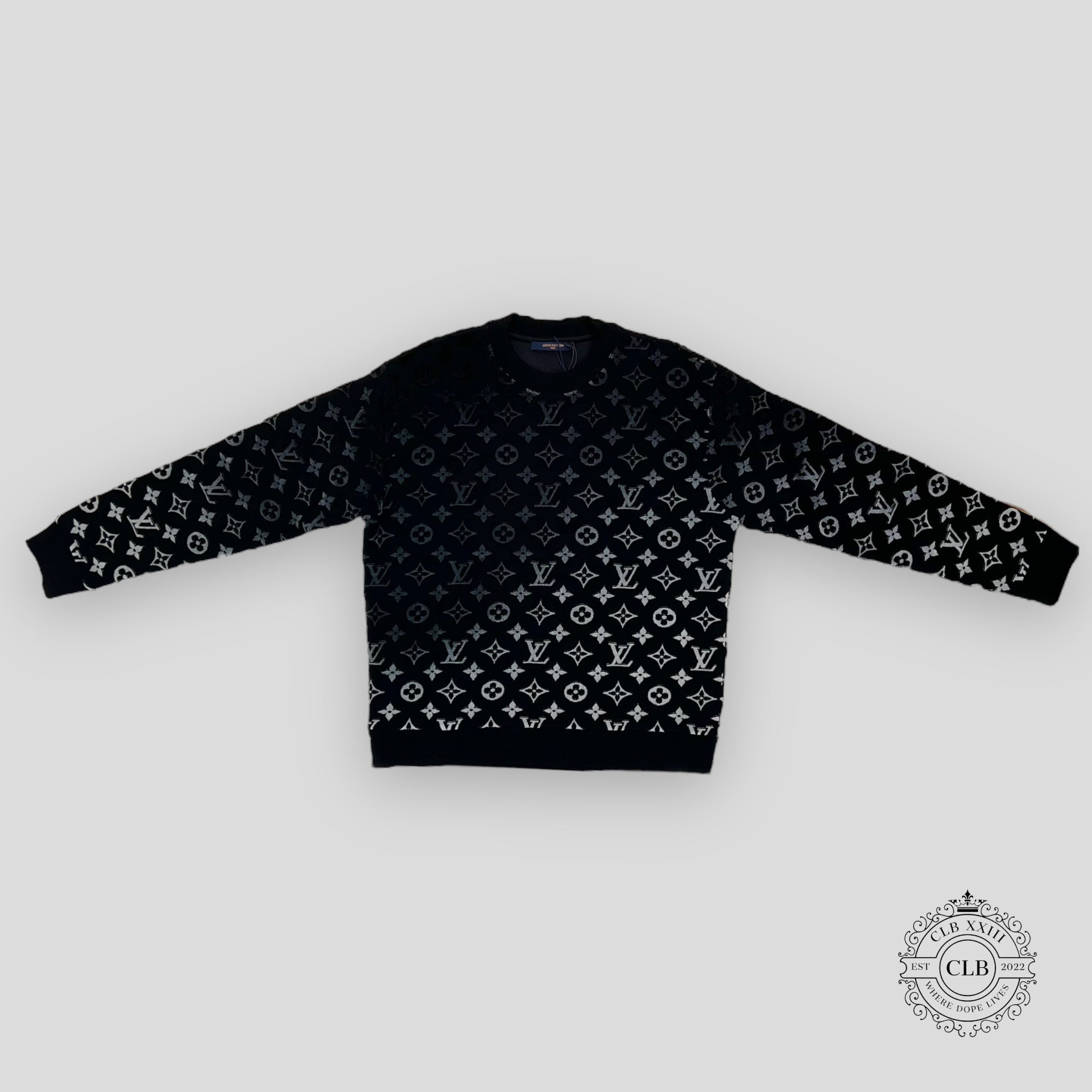 Louis Vuitton Gradient Monogram Fil Coupe Crewneck in Black