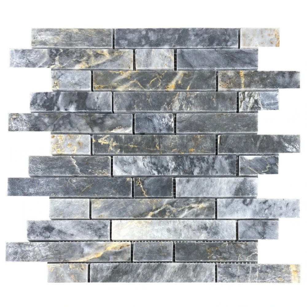 Luna Sky Marble Strip Liner on 12" x 12" Mesh Mosaic Tile