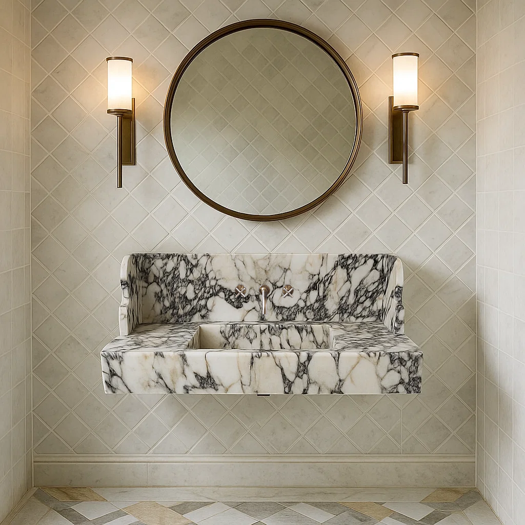 Calacatta Viola Marble Wall-mount Bathroom Sink (W)20" (L)40"