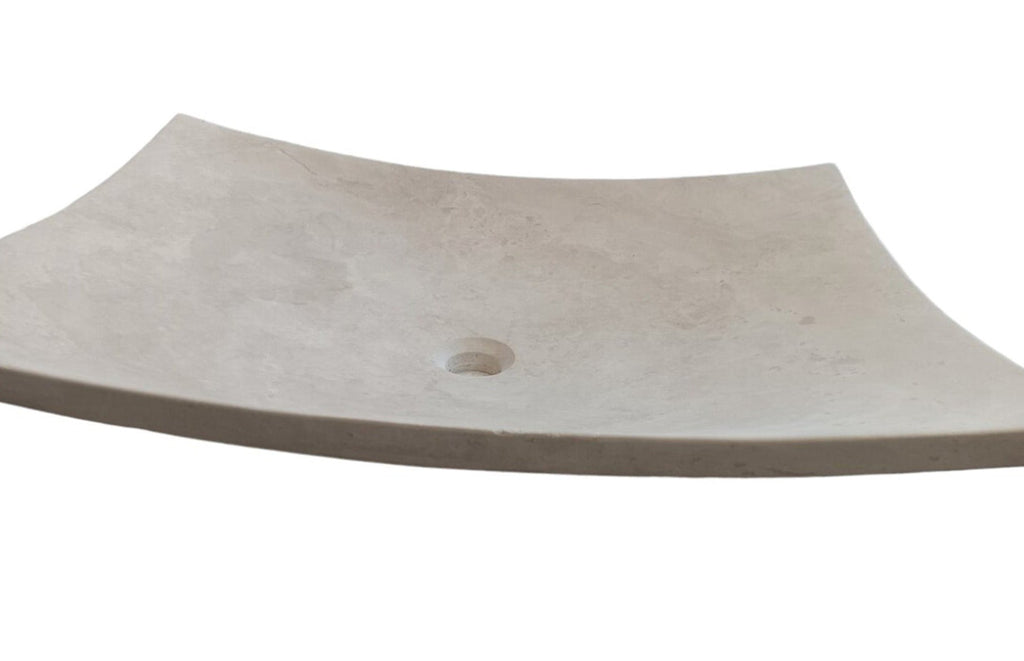 Natural Stone Light Travertine Unique Modern Special Design Customizable Vessel Sink  (W)25.6" (L)17.7" (H)4.7"