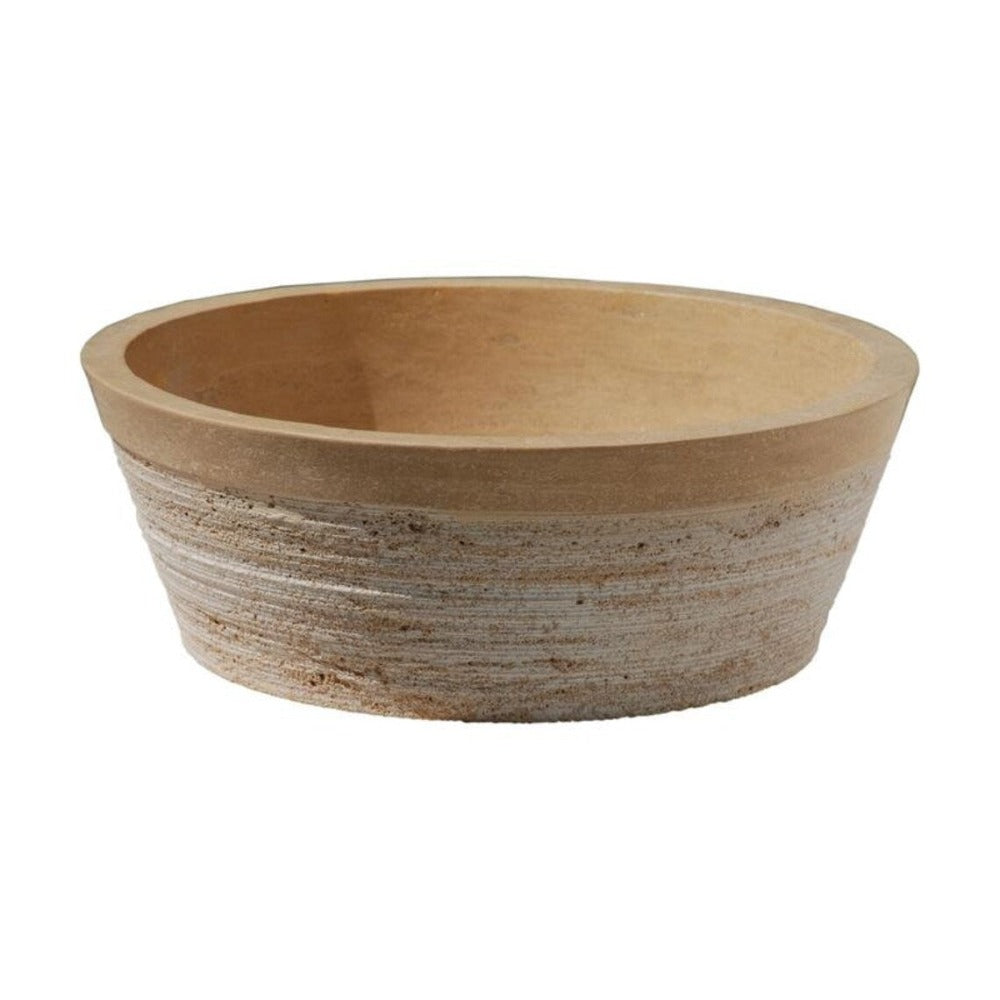Natural Stone Light Split Face Travertine Vessel Sink (D)16" (H)6"