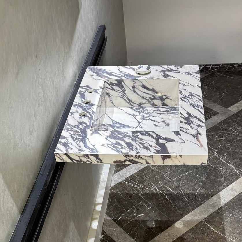 READY TO SHIP! Handcrafted Calacatta Viola Porcelain Vessel Sink: Custom Bathroom Vanity Top (ES-39)
