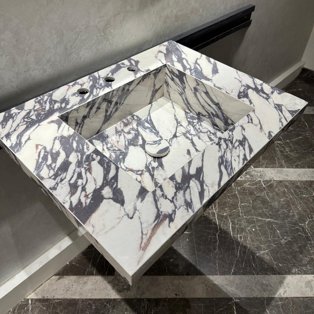 READY TO SHIP! Handcrafted Calacatta Viola Porcelain Vessel Sink: Custom Bathroom Vanity Top (ES-39)