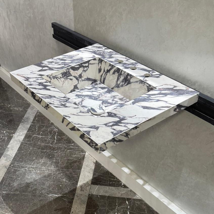 READY TO SHIP! Handcrafted Calacatta Viola Porcelain Vessel Sink: Custom Bathroom Vanity Top (ES-39)