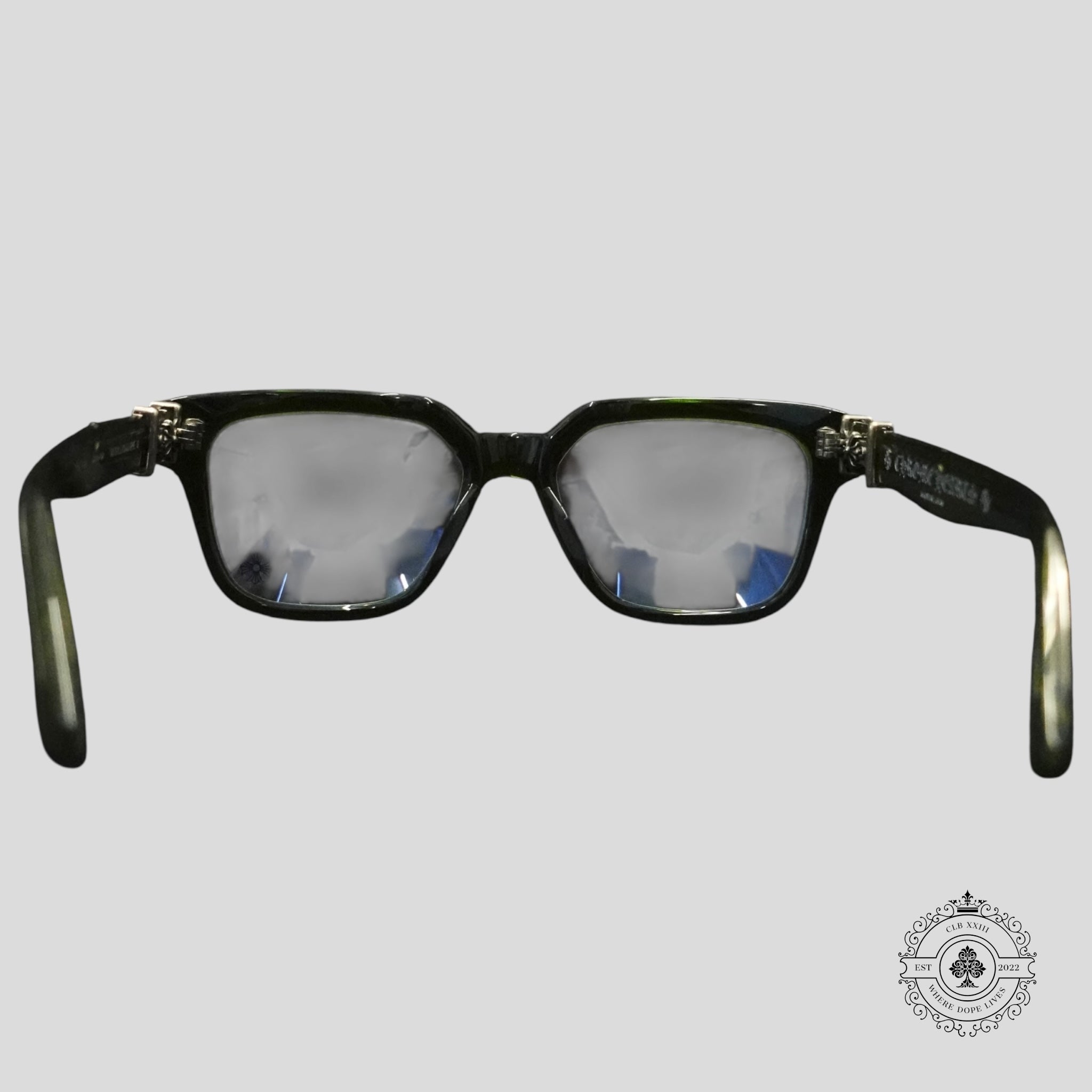 Chrome Hearts Diamond Embellished Vagillionaire II Glasses in Green/Silver