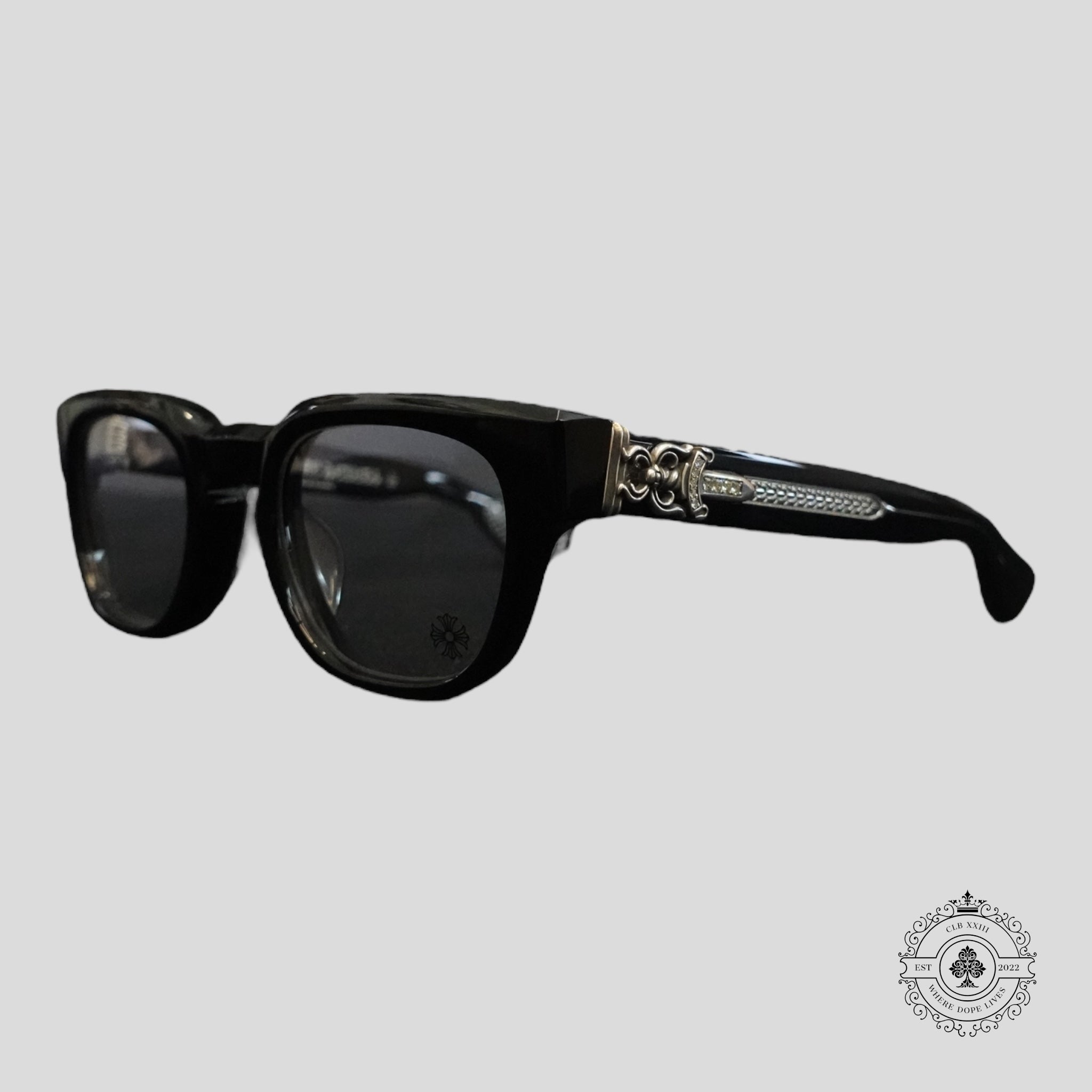 Chrome Hearts Diamond Embellished Cuntvoluted Glasses in Black/Silver