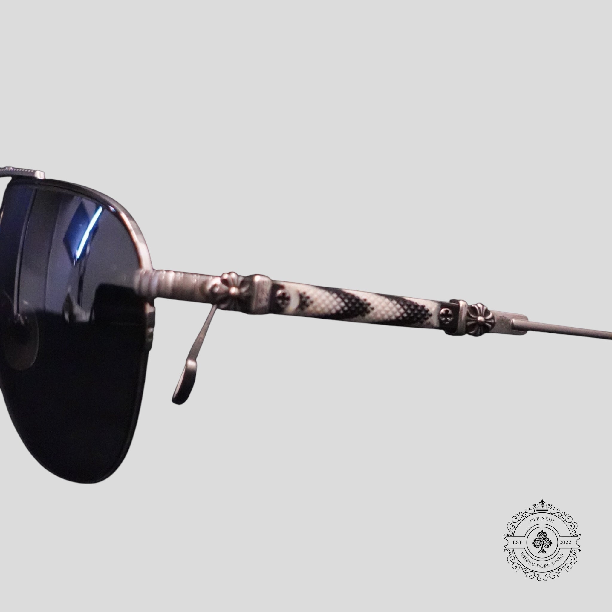 Chrome Hearts Full Metal Chicken Glasses in Zebra/Silver