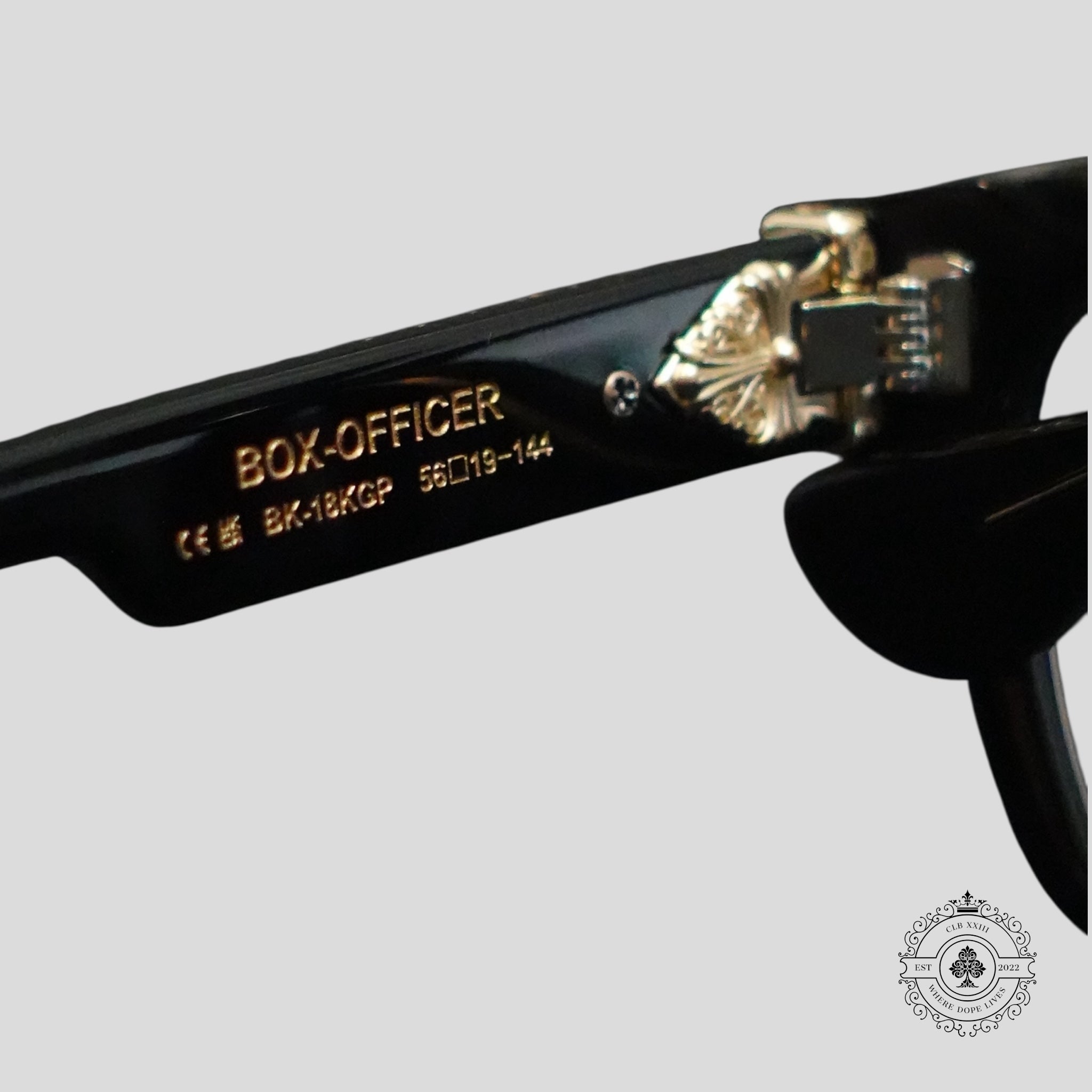 Chrome Hearts Box Officer Glasses in Black/Gold