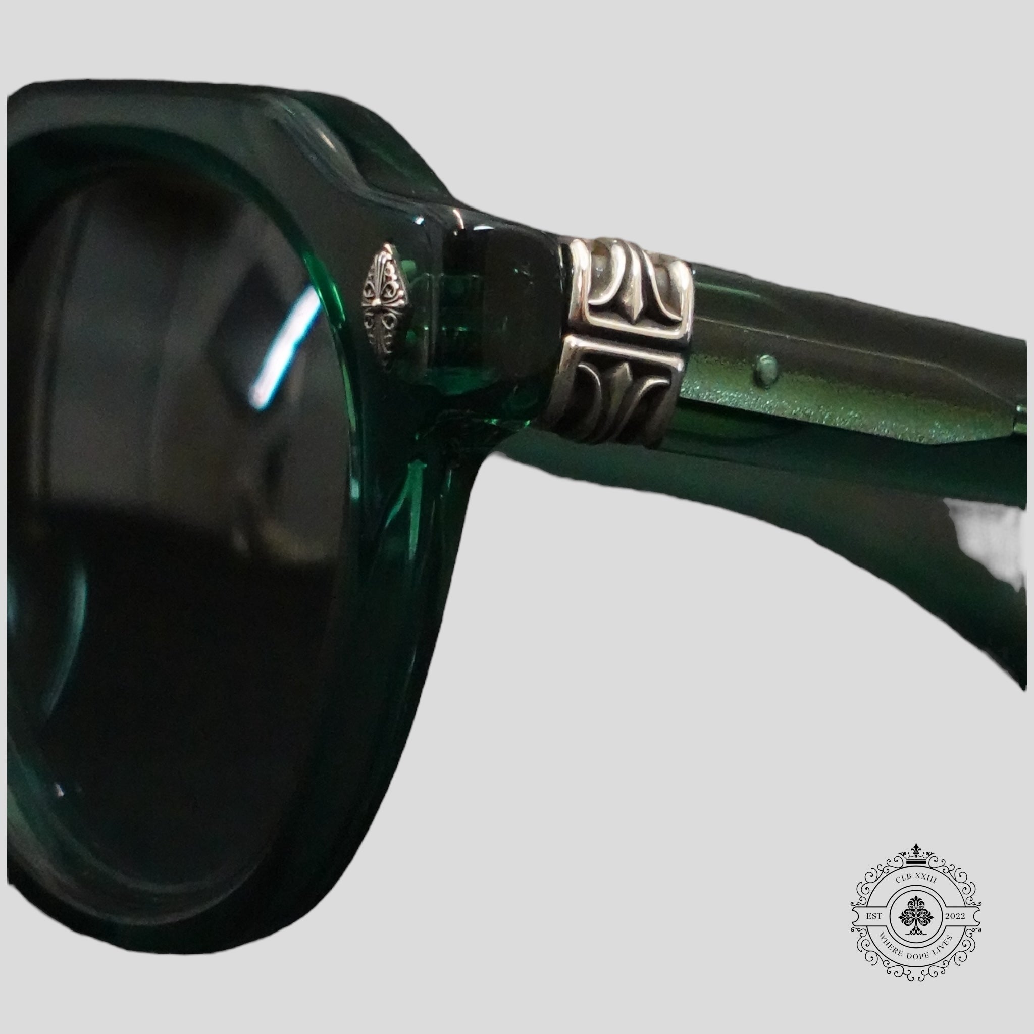 Chrome Hearts Lizard Boot Sunglasses in Marine Green/Silver