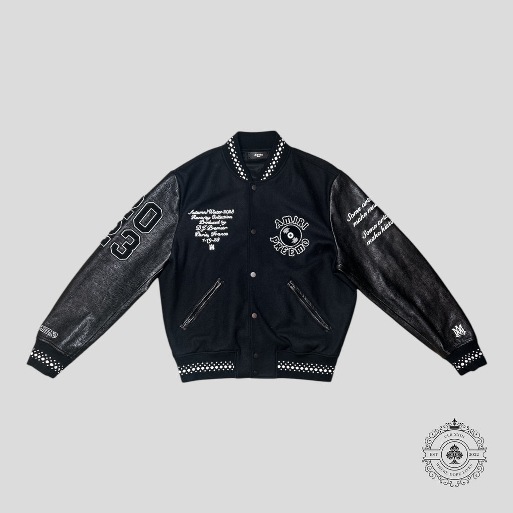 Amiri X DJ Premier Varsity Jacket in Black