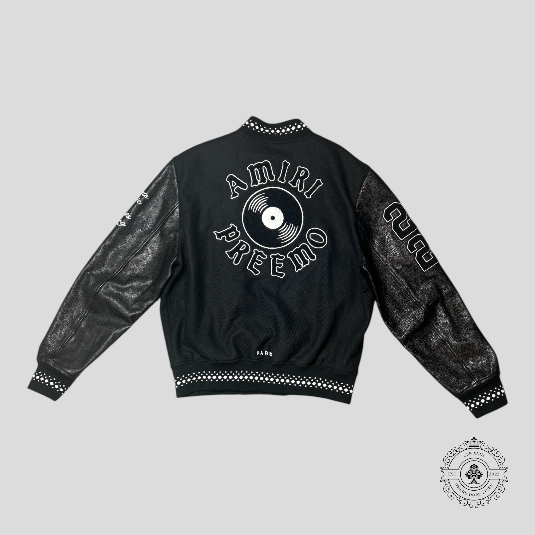 Amiri X DJ Premier Varsity Jacket in Black