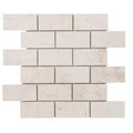 Shell Stone Limestone 2"x4" Brick Honed on 12" x 12" Mesh Mosaic Tile
