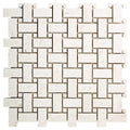 Shell Stone Limestone Basketweave Design on 12" x 12" Mesh Mosaic Tile