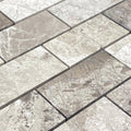 Silver Shadow Marble 2"x4" Brick Honed on 12" x 12" Mesh Mosaic Tile