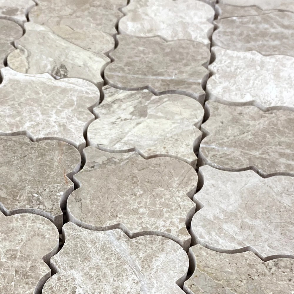 Silver Shadow Marble Casablanca on 12" x 12" Mesh Mosaic Tile