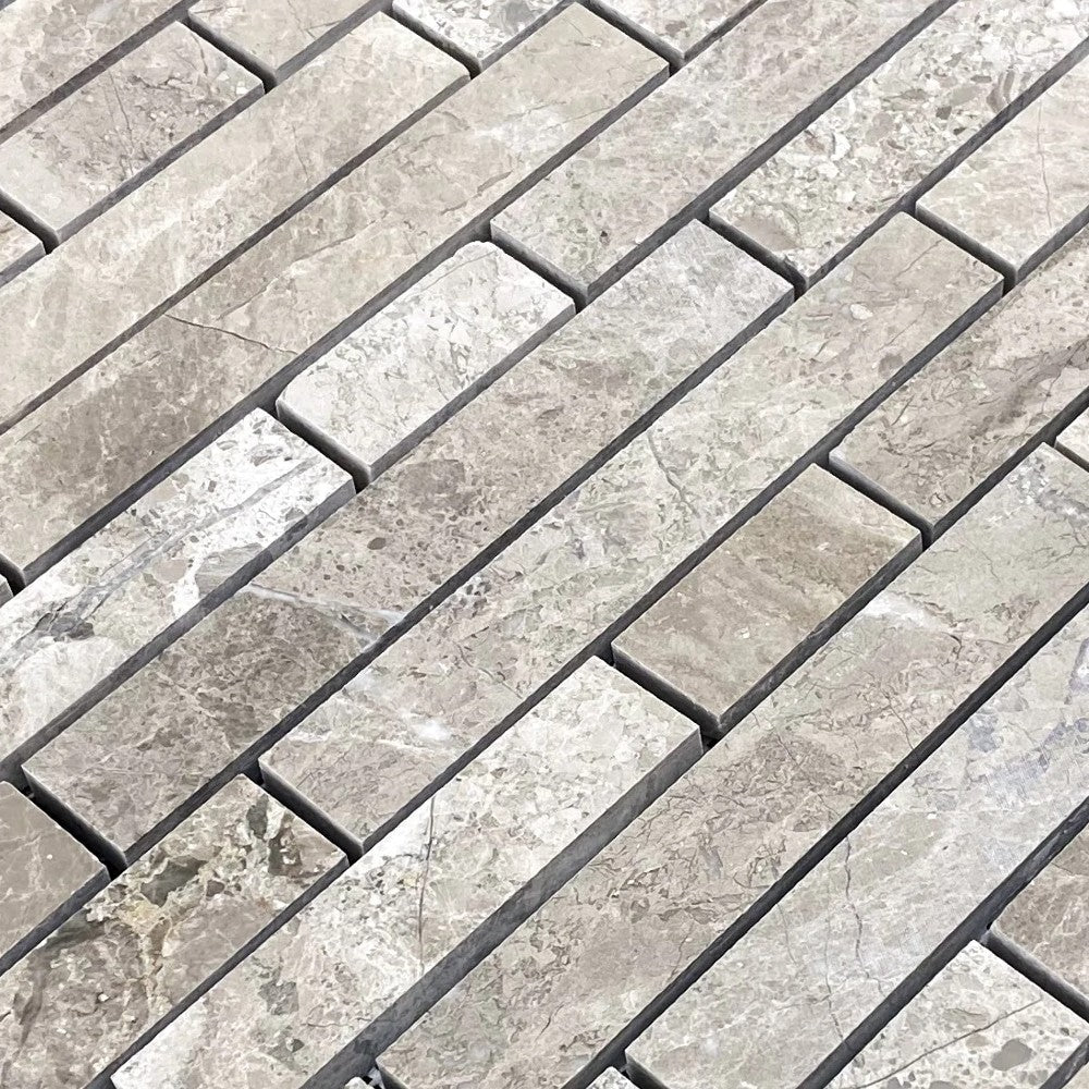 Silver Shadow Marble Liner on 12" x 12" Mesh Mosaic Tile