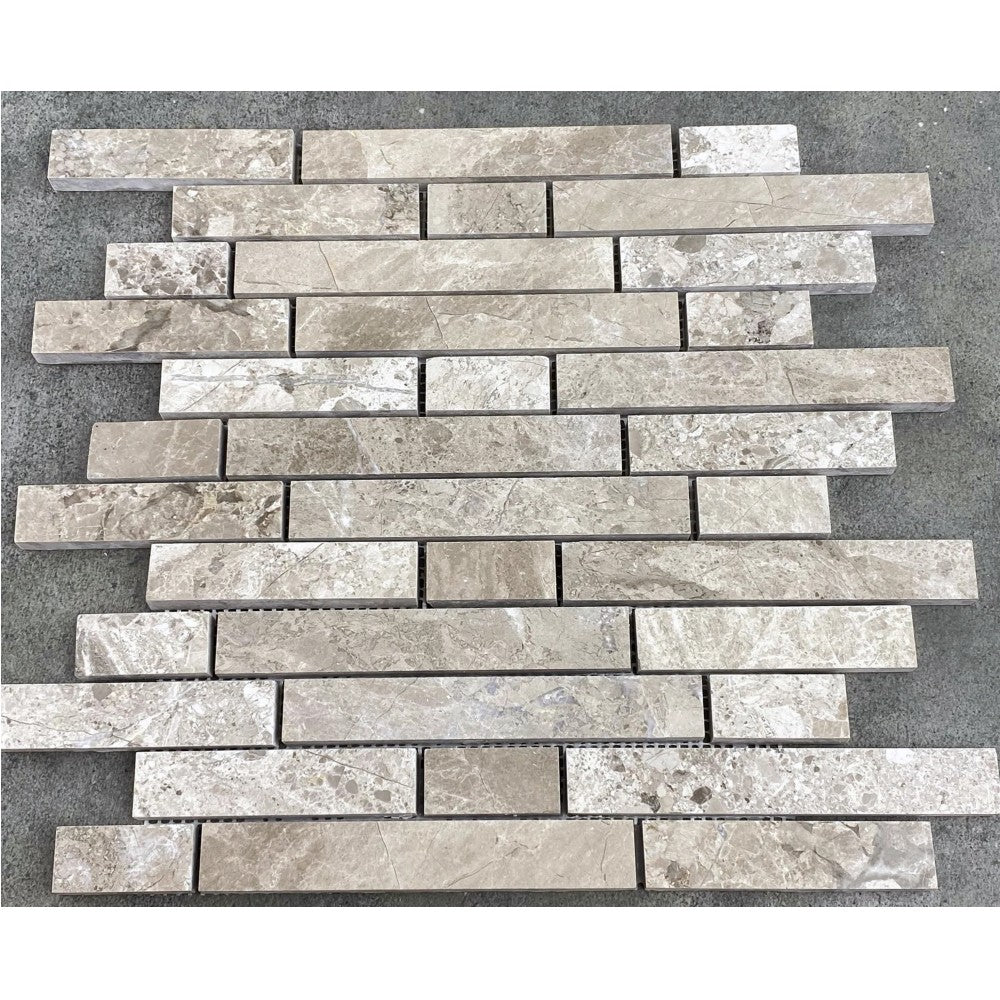 Silver Shadow Marble Liner on 12" x 12" Mesh Mosaic Tile