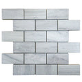 Solto White Marble 2"x4" Brick Honed on 12" x 12" Mesh Mosaic Tile
