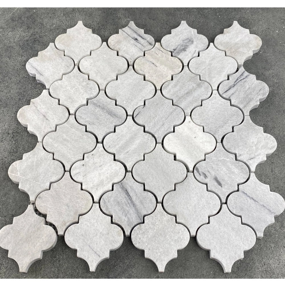 Solto White Marble Casablanca on 12" x 12" Mesh Mosaic Tile