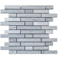 Solto White Marble Strip Liner on 12" x 12" Mesh Mosaic Tile