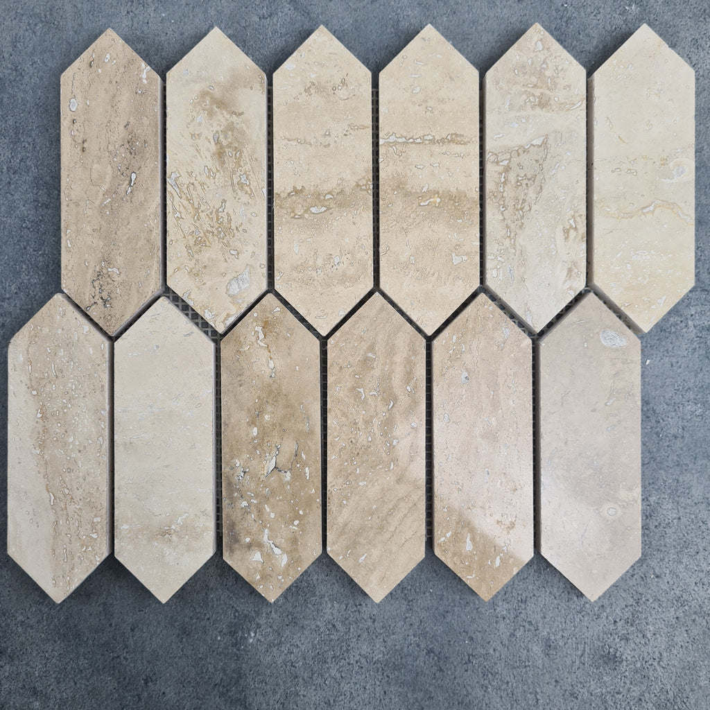 Patara Strada Pattern 12" x 12" Honed Travertine Mesh-Mounted Mosaic Tile
