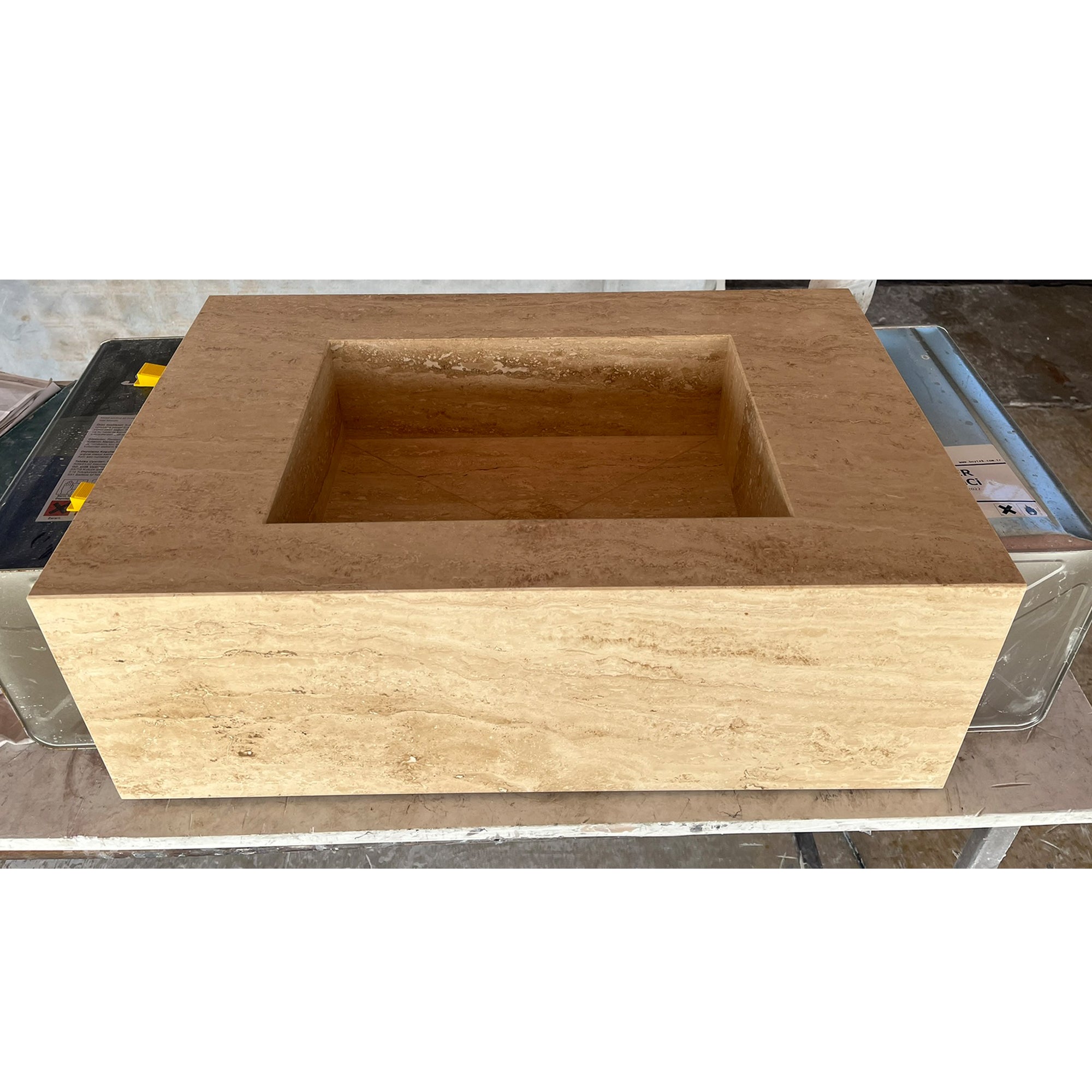 HANDCRAFTED CUSTOM TRAVERTINE SINK - 1