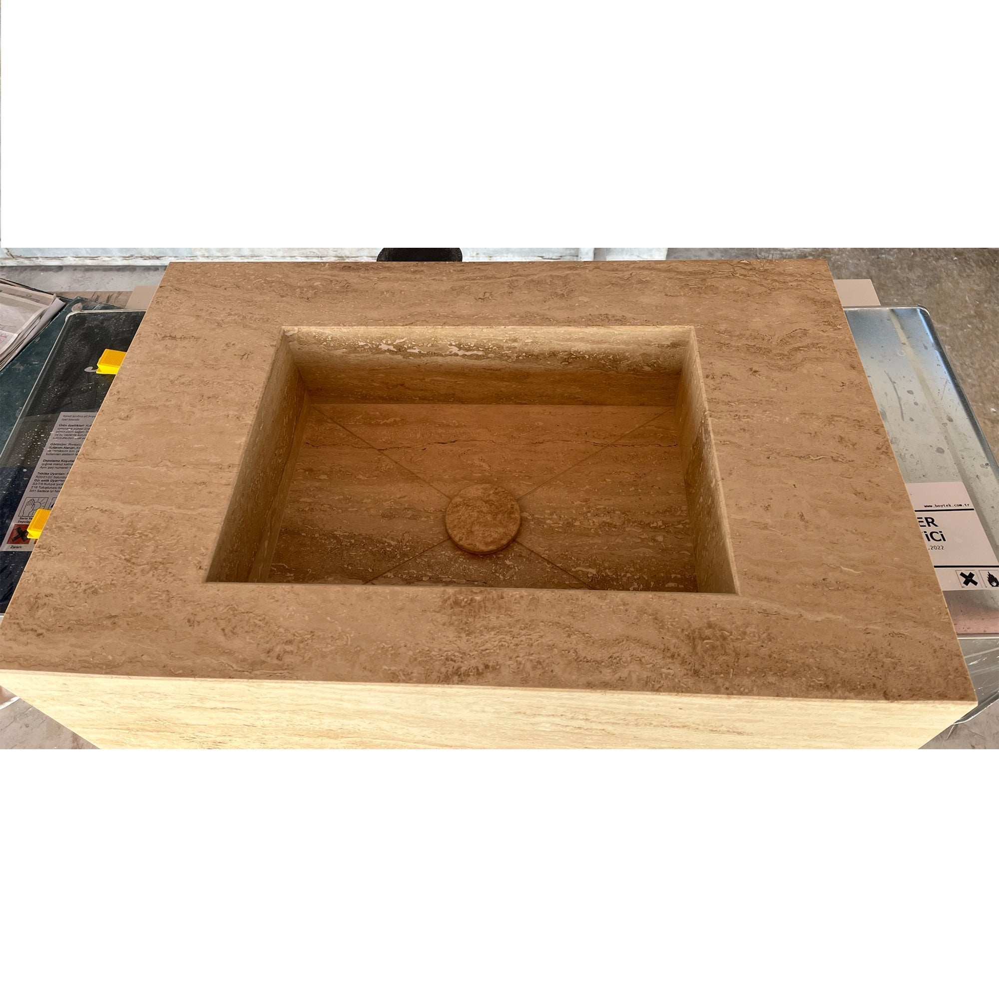 HANDCRAFTED CUSTOM TRAVERTINE SINK - 1