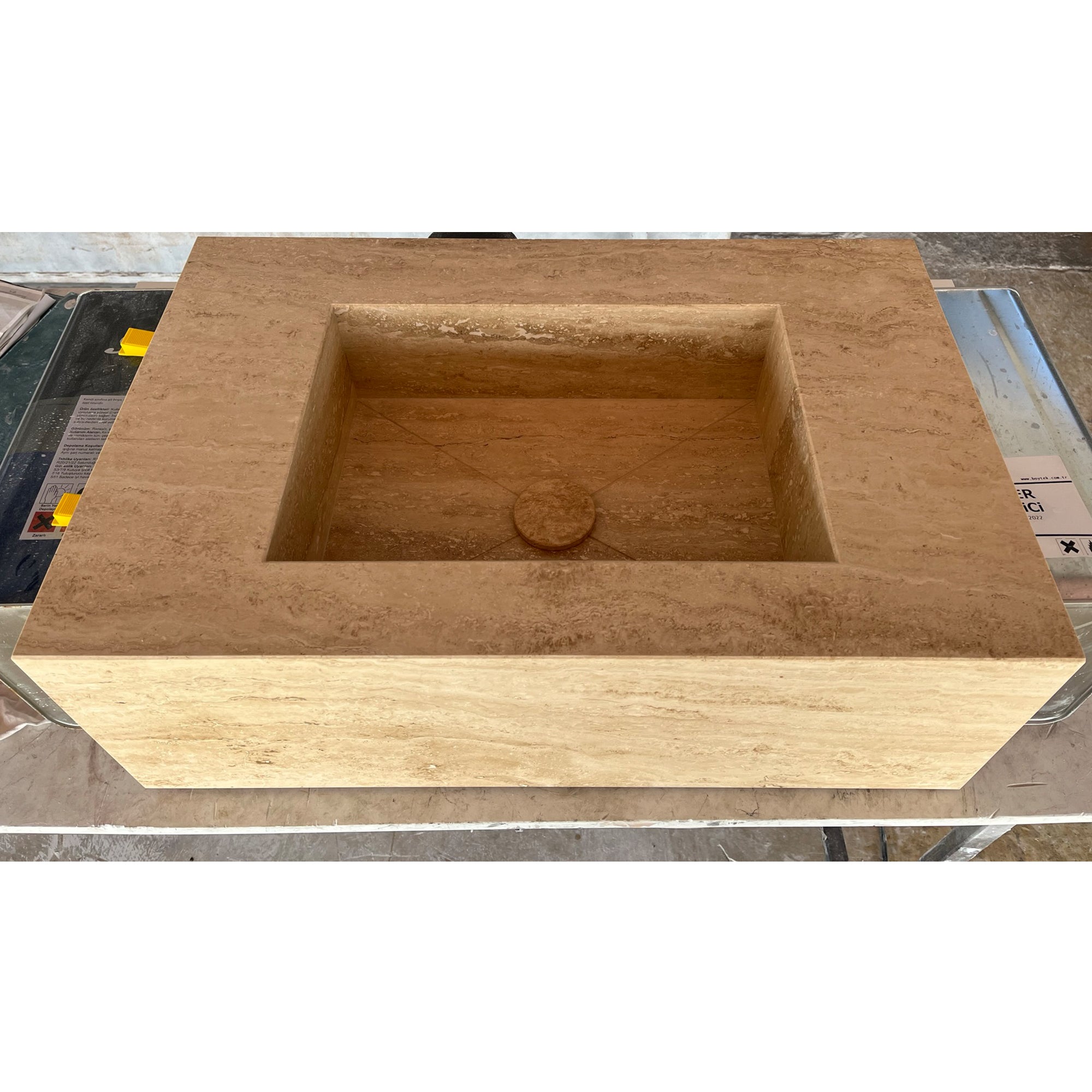 HANDCRAFTED CUSTOM TRAVERTINE SINK - 1